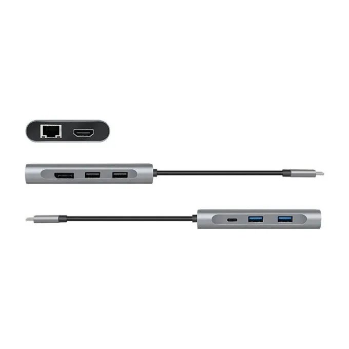 USB 3.2 Gen1, Docking Station, USB-C, 8-Port, PD, silver — image 4