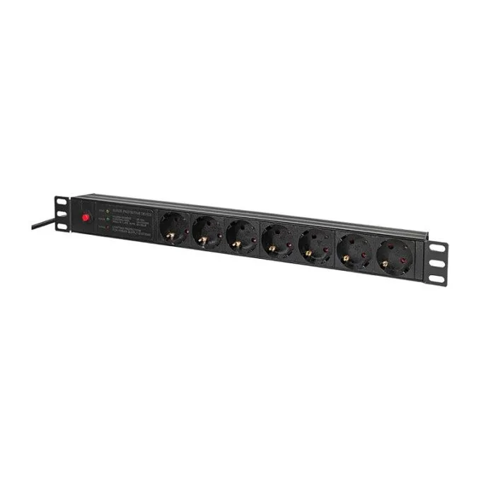 Logilink 19" PDU 7 x CEE 7/3 socket with line filter & overload protection — image 2