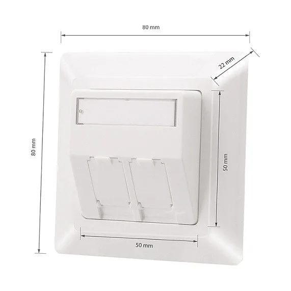 Logilink Keystone Faceplate for 2 modules, projecting, UP/50, pure white — image 2