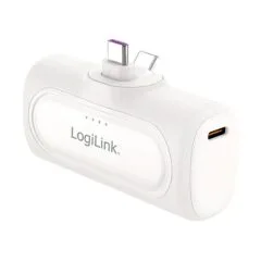 Logilink Mobile Power Bank, LiPo, 5000 mAh, built-in USB-C plug, white