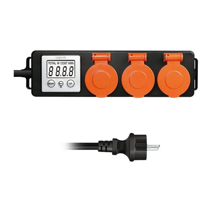 Logilink Energy Cost Meter, 3 sockets, outdoor — image 1