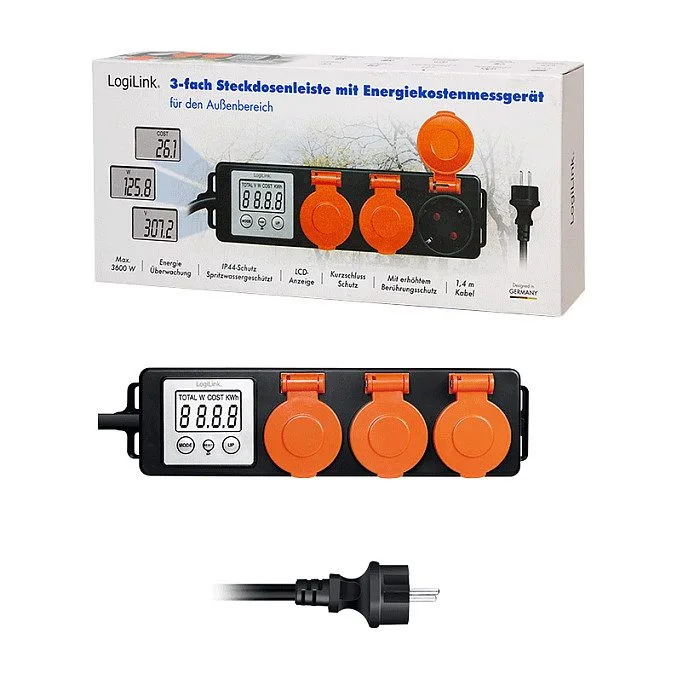 Logilink Energy Cost Meter, 3 sockets, outdoor — image 6