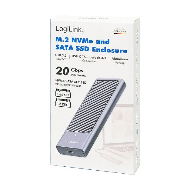 USB 3.2 Gen2x2 (20Gbps) SSD Enclosure USB-C to PCIe NVMe/SATA — image 6