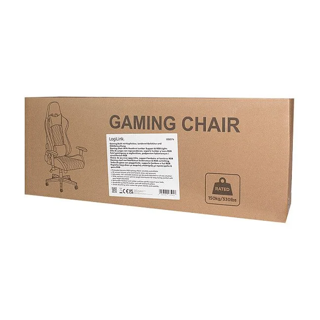Gaming Chair, w/ lumbar support, RGB lights, black/blue — image 9