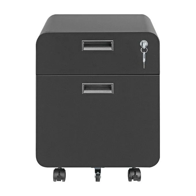 Mobile File Cabinet, 2-drawer, w/ lock, black — image 2