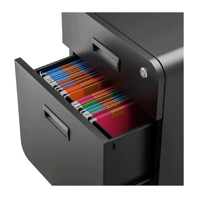 Mobile File Cabinet, 2-drawer, w/ lock, black — image 7