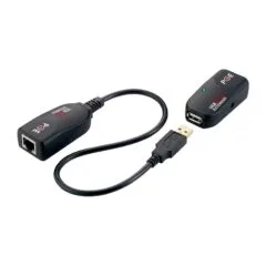 USB 2.0 Cat.5 extender, 50 m, pigtail, POC, black
