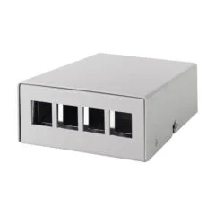 Consolidation point box 4-port, desk/wall/rail mounting, grey