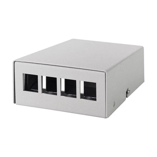 Consolidation point box 4-port, desk/wall/rail mounting, grey — image 1