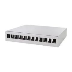 Consolidation point box 12-port, desk/wall/rail mounting, grey