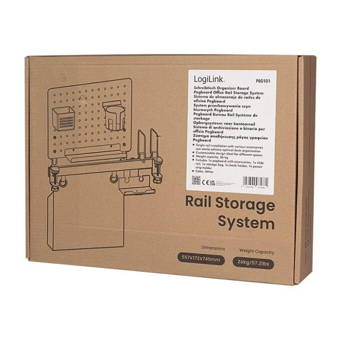 Pegboard Office Rail Storage System, white — image 4