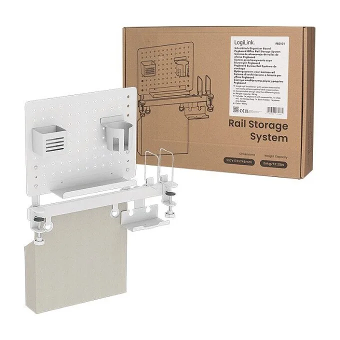 Pegboard Office Rail Storage System, white — image 5