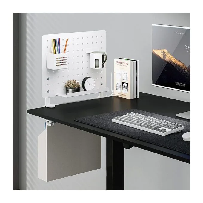 Pegboard Office Rail Storage System, white — image 6