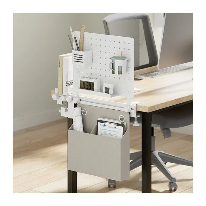 Pegboard Office Rail Storage System, white — image 7