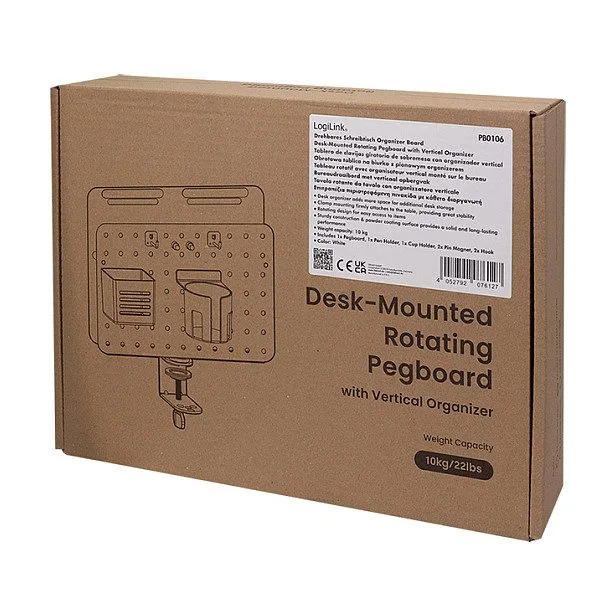 Pegboard, Clamp-on, Office, 362x445mm, rotating, white — image 5