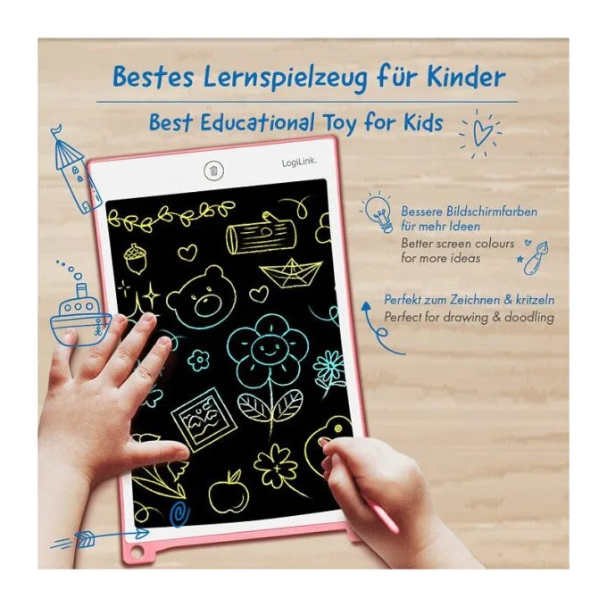 LCD Writing Tablet, 10.0", multi color, pink — image 3