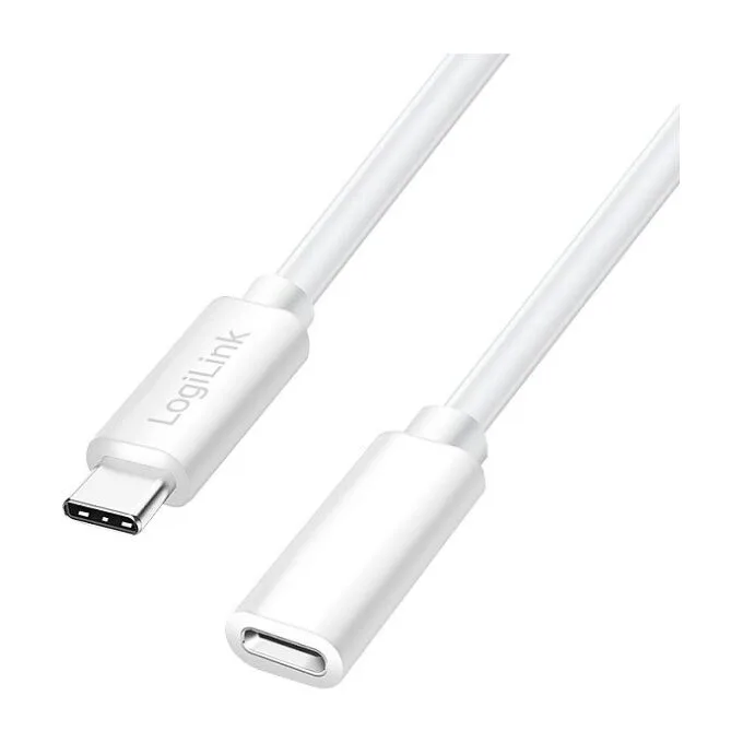USB 2.0 Type-C cable, C/M to C/F, 480 Mbps, 60W, white, 3 m — image 1