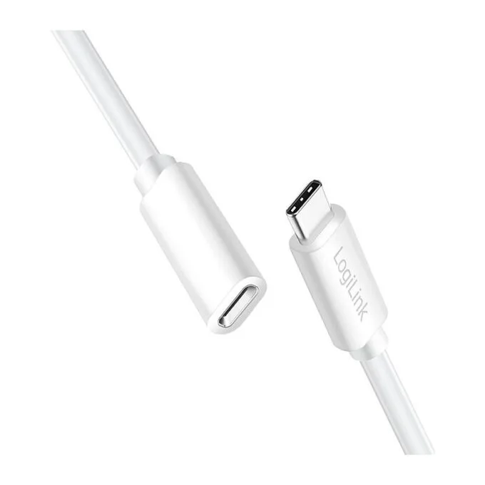 USB 2.0 Type-C cable, C/M to C/F, 480 Mbps, 60W, white, 3 m — image 2
