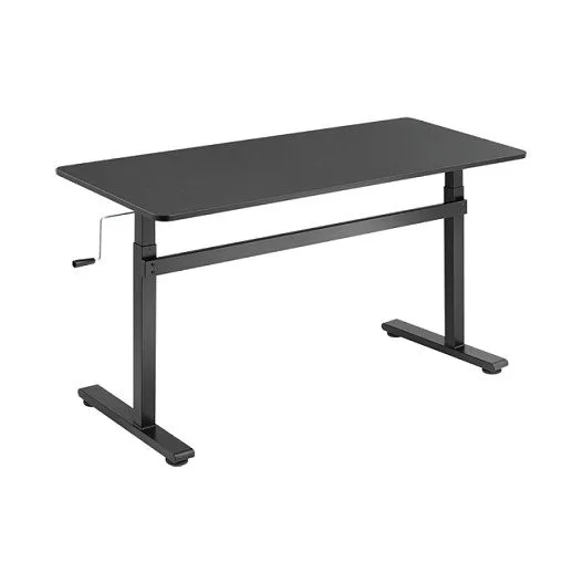Sit-stand desk, manual, 140x60cm, black — image 1