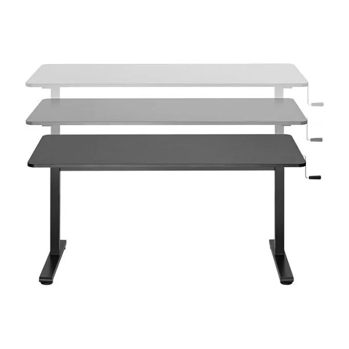 Sit-stand desk, manual, 140x60cm, black — image 4