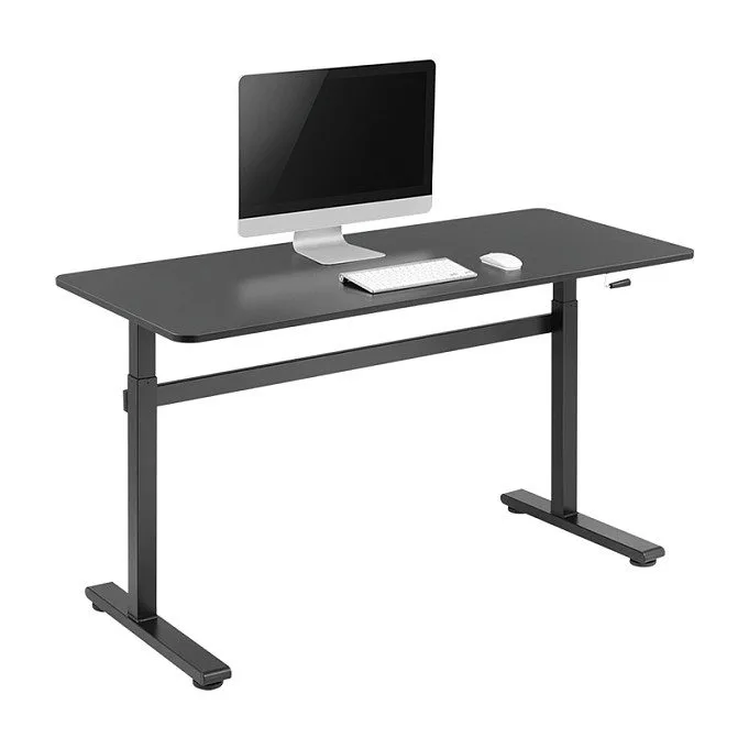 Sit-stand desk, manual, 140x60cm, black — image 5
