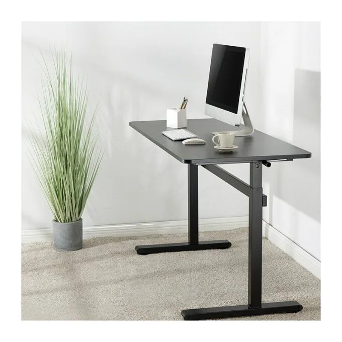 Sit-stand desk, manual, 140x60cm, black — image 6