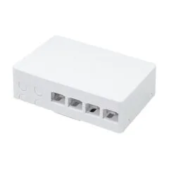 FTTH termination box, 4 ports, with DIN rail holder, white