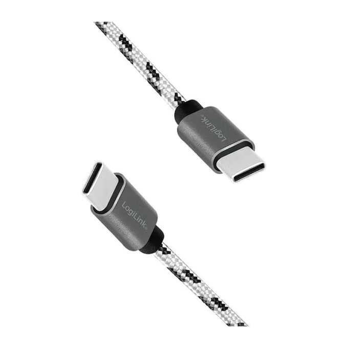 USB 2.0 Type-C 3-pack cable set, C/M to C/M, alu, nylon, white/black — image 3
