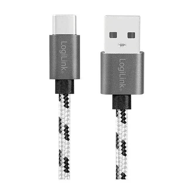 USB 2.0 Type-C 3-pack cable set, C/M to A/M, alu, nylon, white/black — image 2