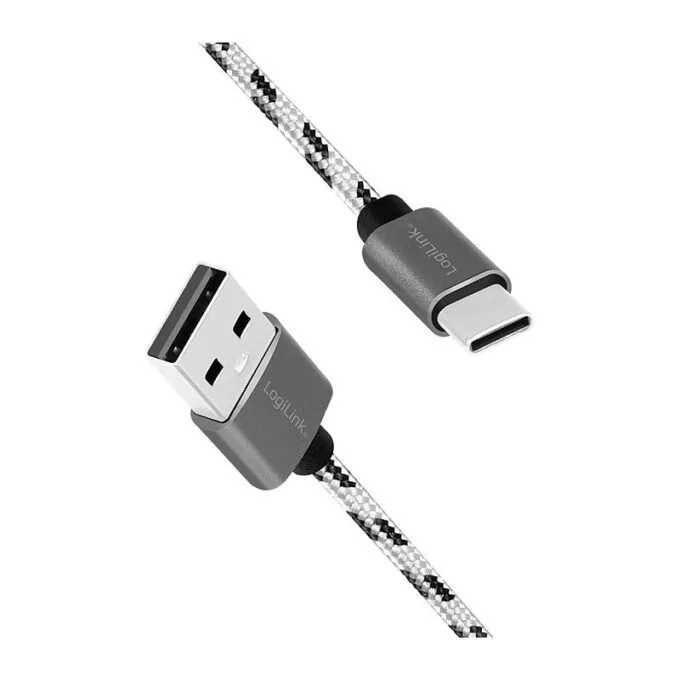 USB 2.0 Type-C 3-pack cable set, C/M to A/M, alu, nylon, white/black — image 3