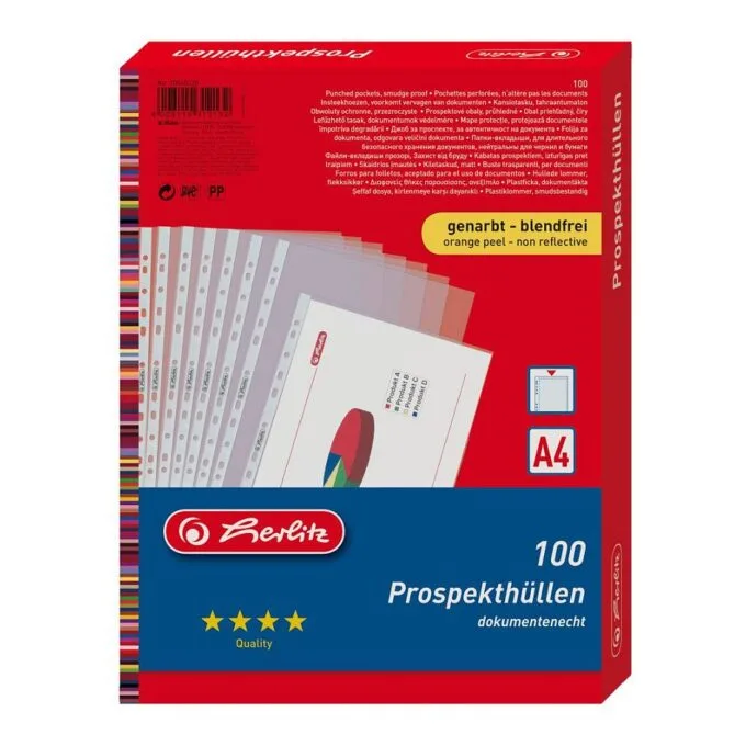 Herlitz Prospekthülle A4 genarbt Premium 100er Packung — image 2