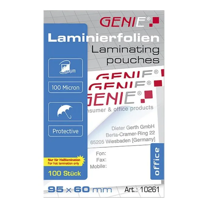 GENIE Laminiertaschen 100 im Visitenkartenformat - Folien — image 1