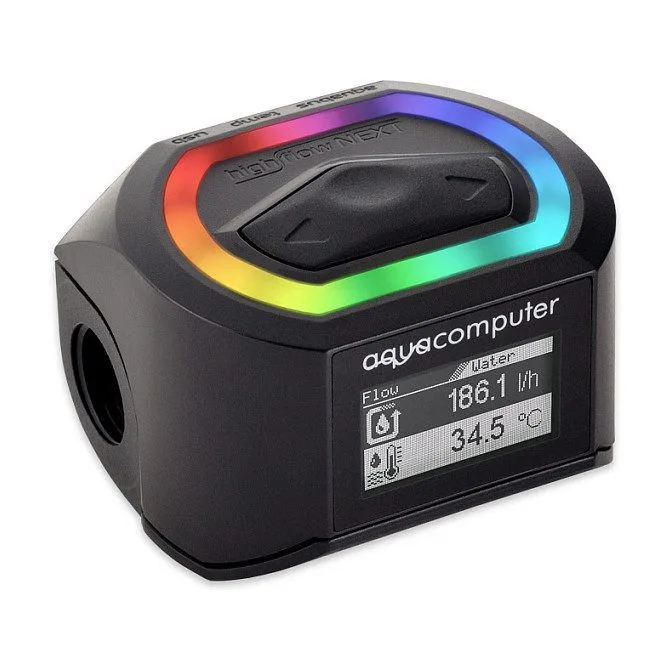 Aqua Computer Durchflusssensor high flow NEXT, OLED, 2x G1/4, RGBpx - schwarz — image 1