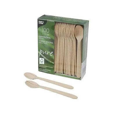 PAPSTAR Einweg-Kaffeelöffel pure Holz - 100 Stück — image 1