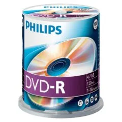 1x100 Philips DVD-R 4,7GB 16x SP