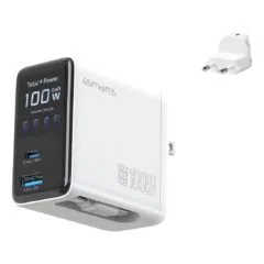 4smarts Ladegert GaN Flex Screen AI 100W 2 USB-C+1 USB-A wei