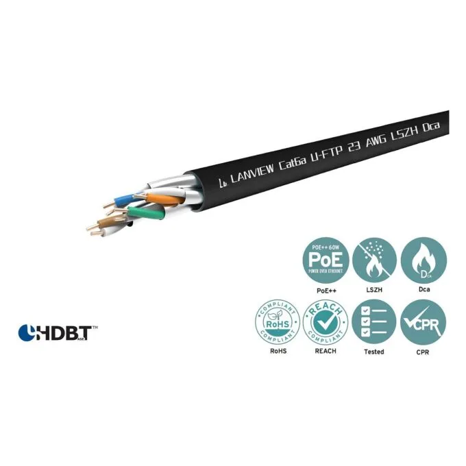 LANVIEW Cat6a U-FTP 4x2xAWG23 LSZH Black 305m Dca — image 2