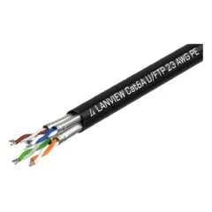LANVIEW Cat6a U-FTP Network Cable 4x2xAWG23 PE Black 500m