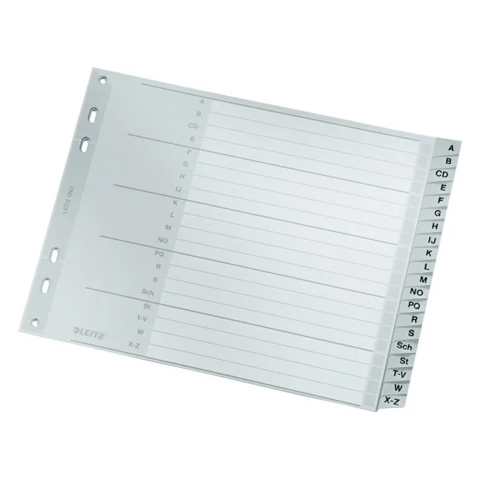 LEITZ Ordnerregister 1262 Halbformat, Überbreite A-Z grau 20-teilig, - 1 Satz — image 1