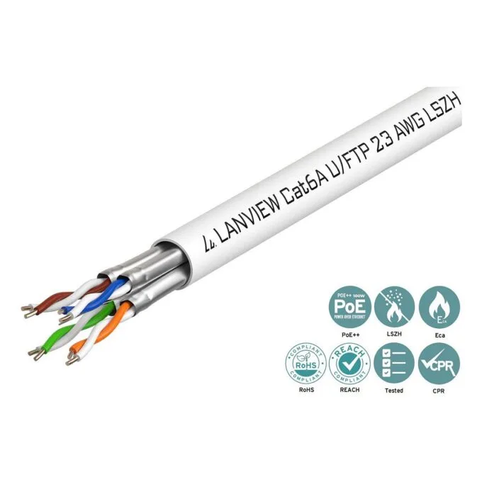 LANVIEW Cat6a U-FTP Network Cable 4x2xAWG23 LSZH White 500m — image 2