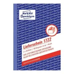 AVERY Zweckform Lieferschein Formularbuch 1722 - 2 x 40 Blatt