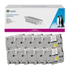 G&G 10 Schriftbänder kompatibel zu Brother TZe-221