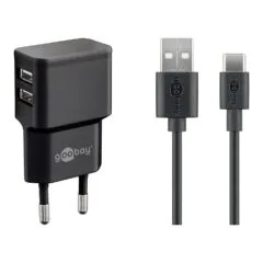Goobay USB-C Dual Ladeset 2,4 A (schwarz)