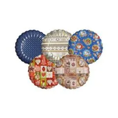 STARPAK Einweg-Teller Weihnachtsdekore blau, silber, rot, gold Ø 23,0 cm, 25 St.