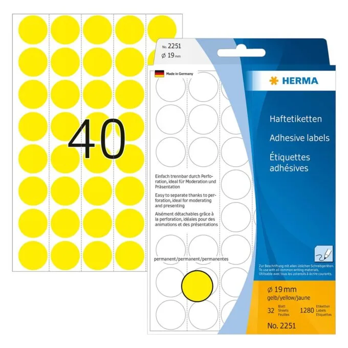 HERMA Klebepunkte Ø 19,0 mm gelb — image 1