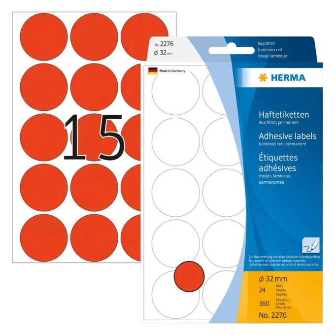 HERMA Klebepunkte Ø 32,0 mm leuchtrot — image 1