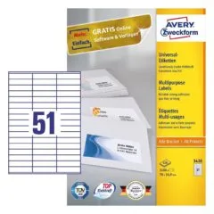 AVERY Zweckform Etiketten 3420 weiß 70,0 x 16,9 mm
