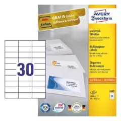 AVERY Zweckform Etiketten 3489 weiß 70,0 x 29,7 mm