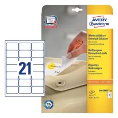 AVERY Zweckform Etiketten L6023REV-25 weiß 63,5 x 38,1 mm - 630 Stück