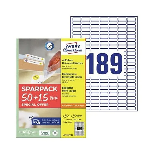 AVERY Zweckform Etiketten 25,4 x 10,0 mm, weiß — image 1